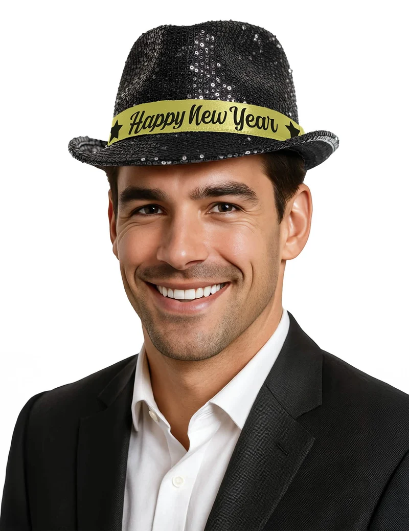 Happy New Year Hut pailetten