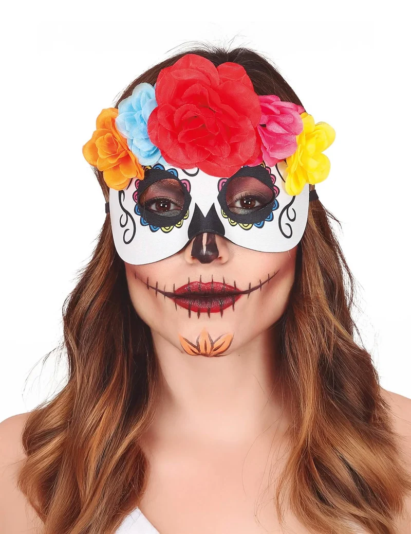 Wolf bunte Blumen Dia de los muertos Erwachsener