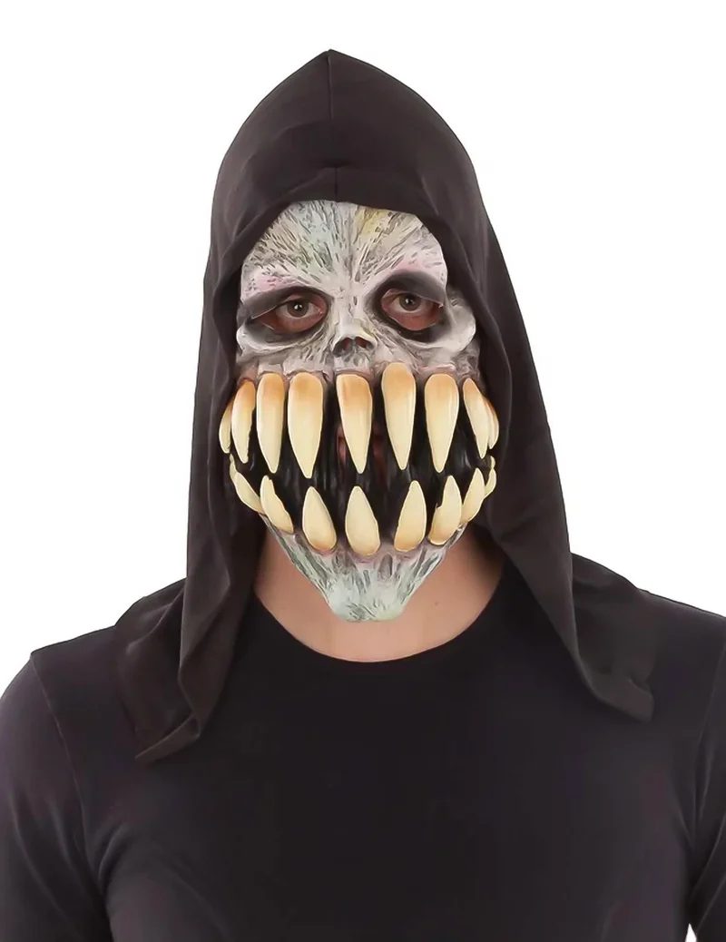 Totenkopf-Maske mit riesigen Zähnen Latex Erwachsene