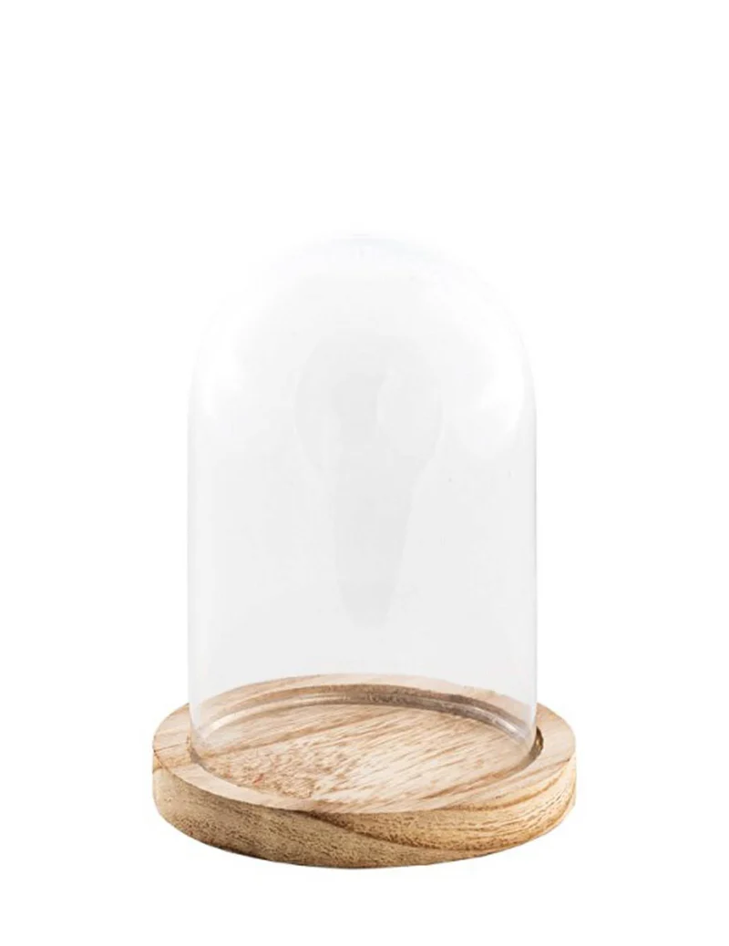 Glaskuppel auf Holzsockel 13,7 cm