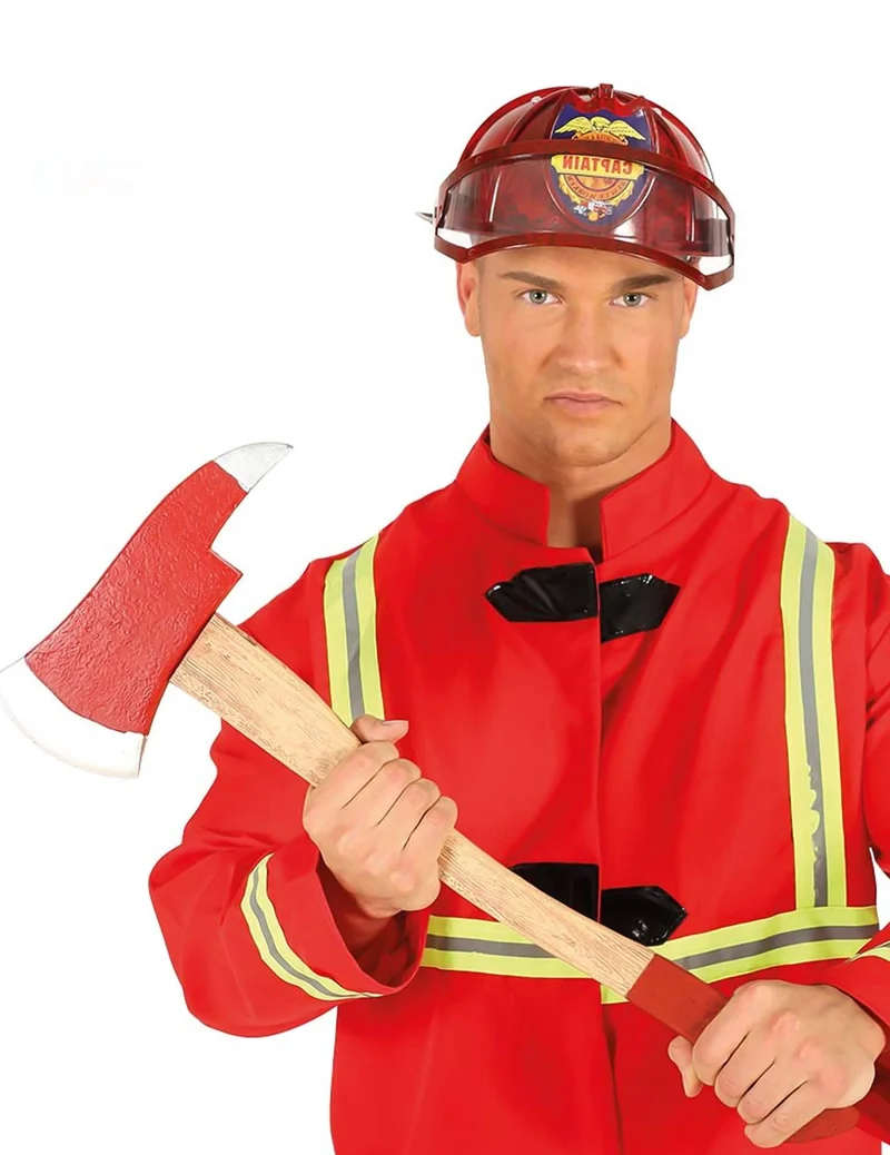 Feuerwehr-Spielzeug-Axt Kostümzubehör für Karneval rot-beige 60cm