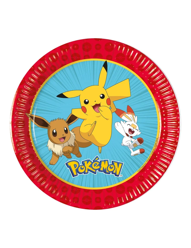 8 Kleine Pappteller Pokémon™ Next Generation 20 cm