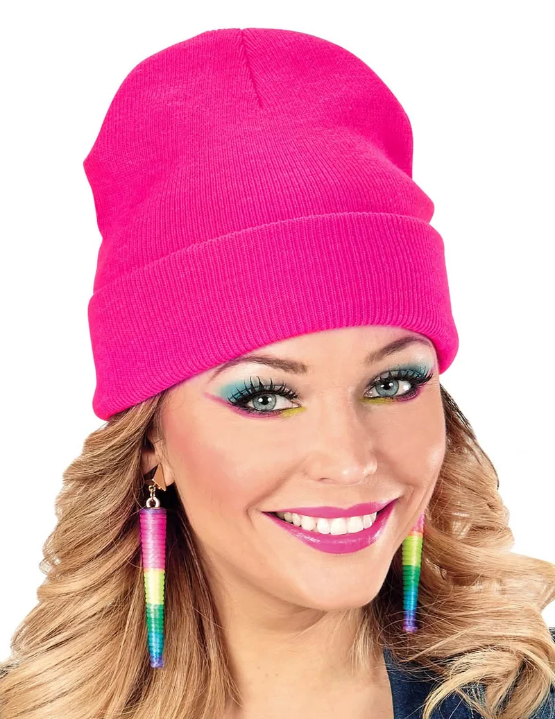 Neonpinke Mütze für Erwachsene Beanie