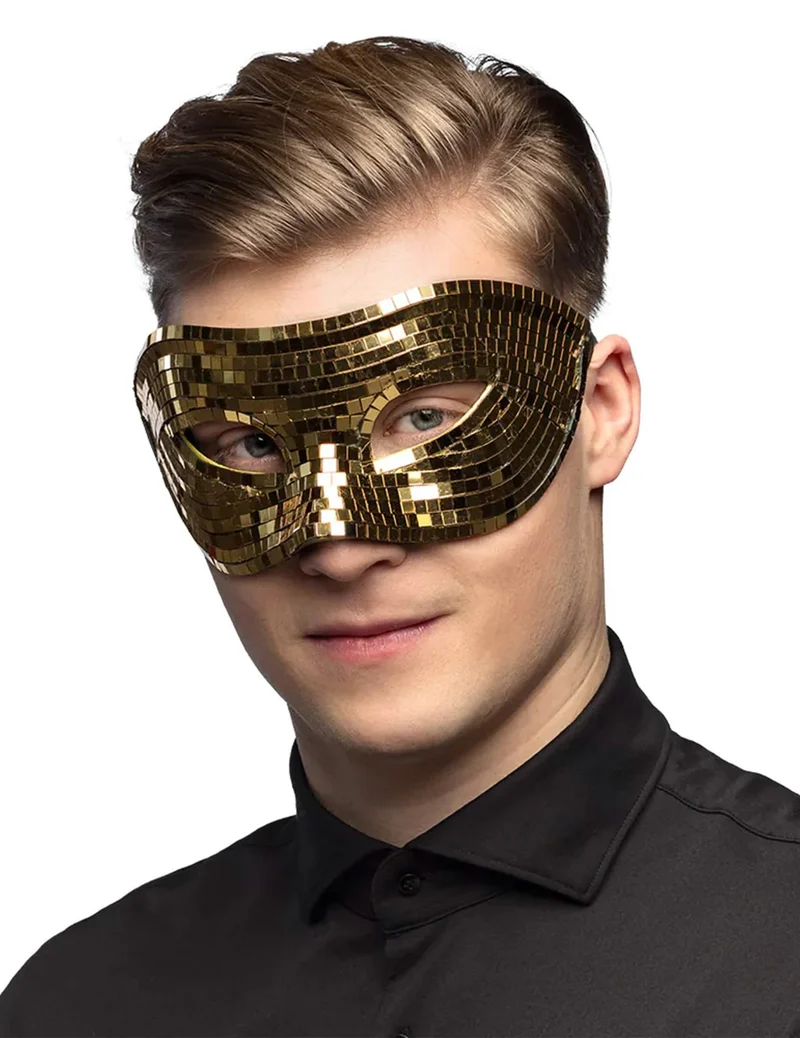 Disco-Maske mit goldenen Facetten für Erwachsene