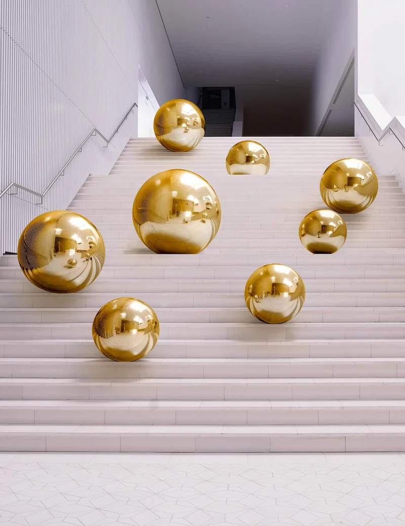 Aufblasbare Spiegelkugel gold 120 cm