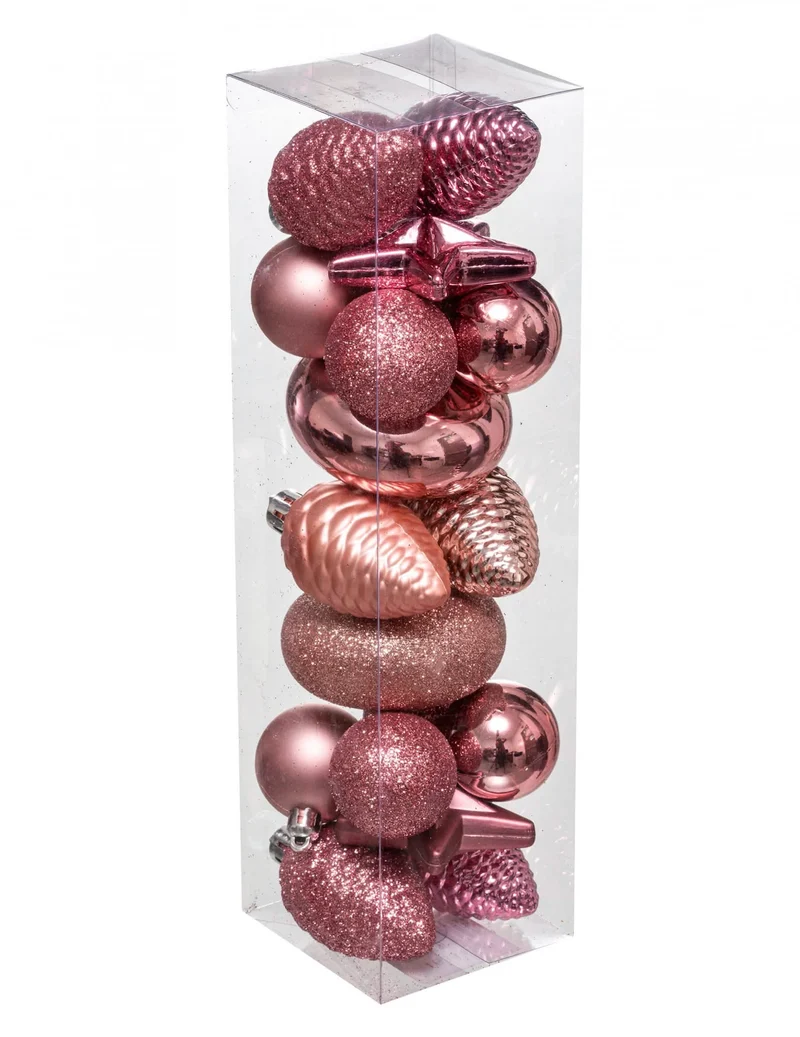 Roségold Christbaumschmuck Set 18 Teile und Sterne