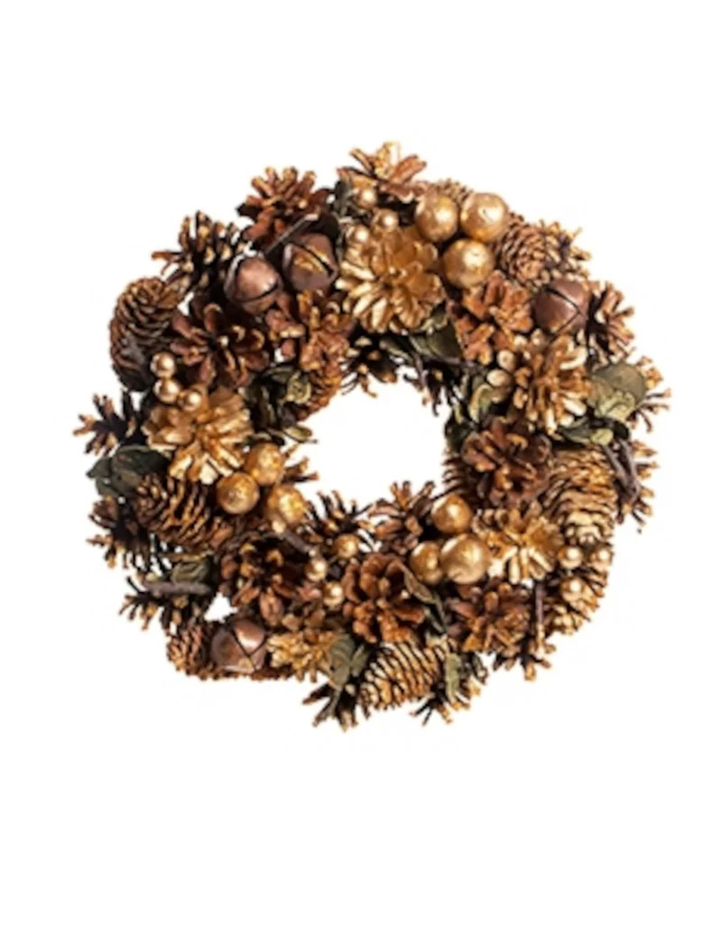 Weihnachtskranz glitzernde Tannenzapfen 30 cm und Glöckchen