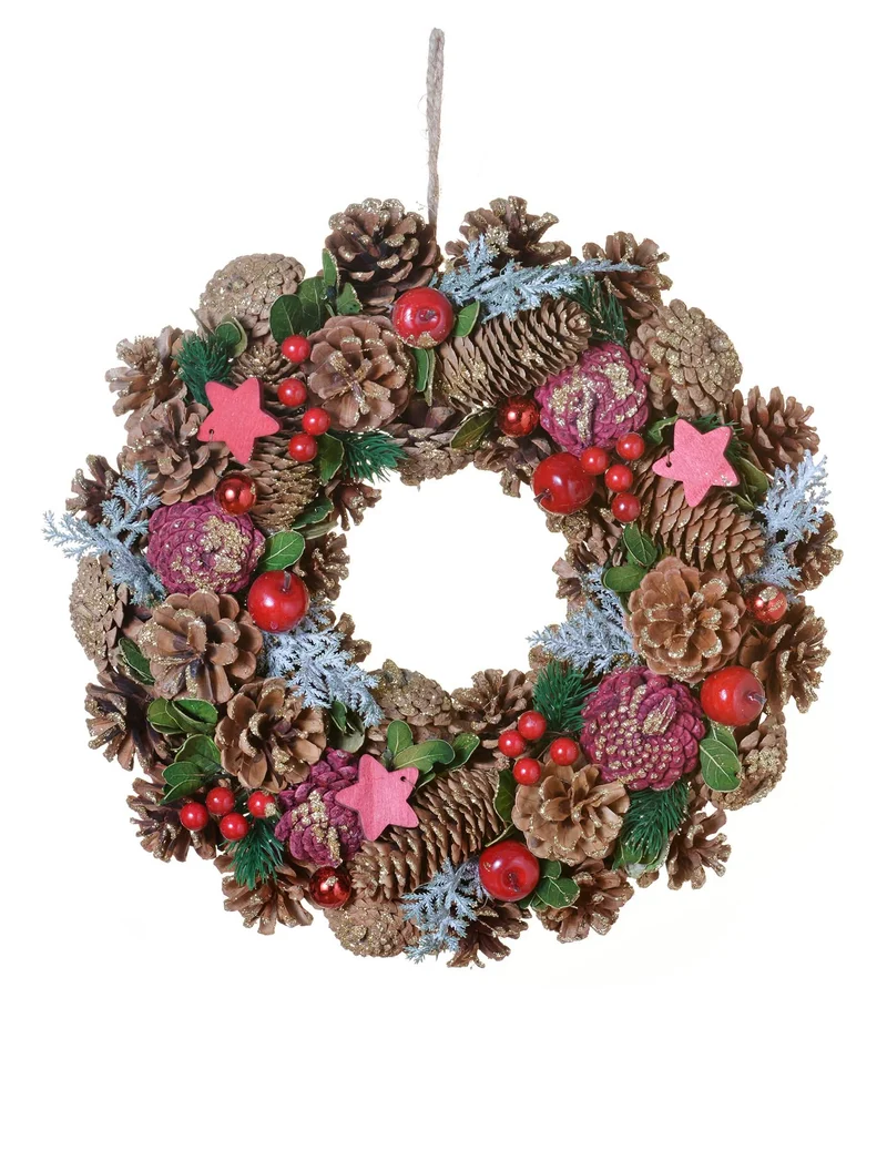 Traditioneller Natur-Weihnachtskranz 35 cm mit Tannenzapfen