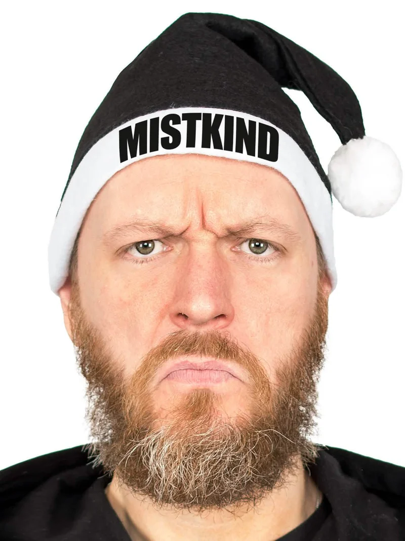MISTKIND Weihnachtsmütze Anti Weihnachten Kopfbedeckung schwarz-weiss