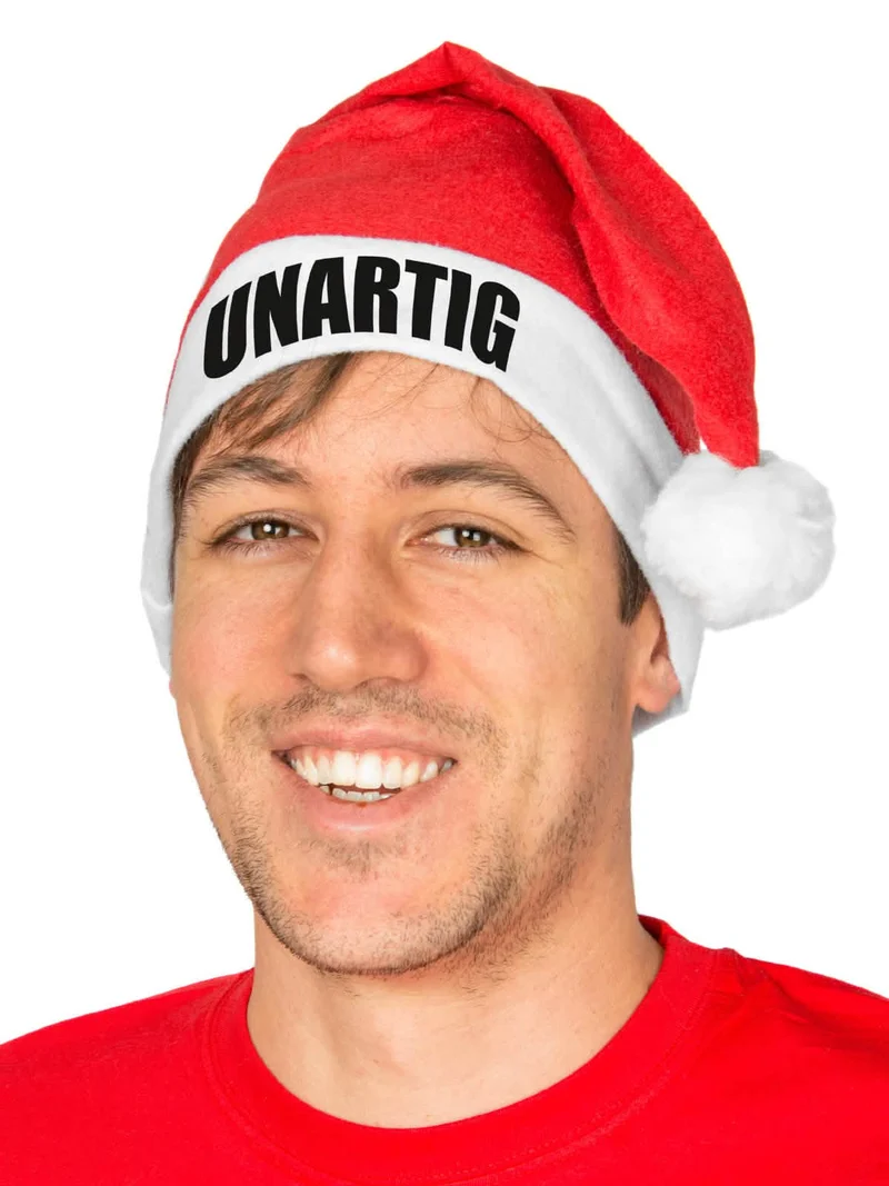 Weihnachtsmann-Mütze UNARTIG für Erwachsene rot-weiss