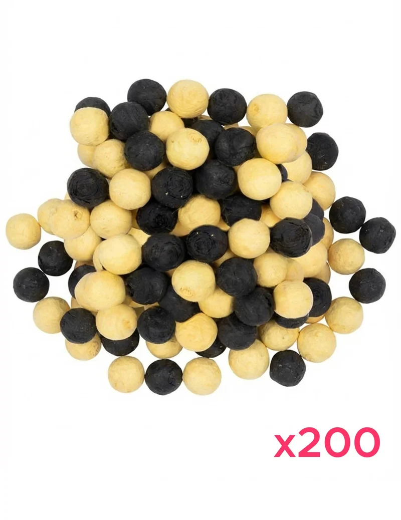 200 Blasrohr-Bälle schwarz und gold