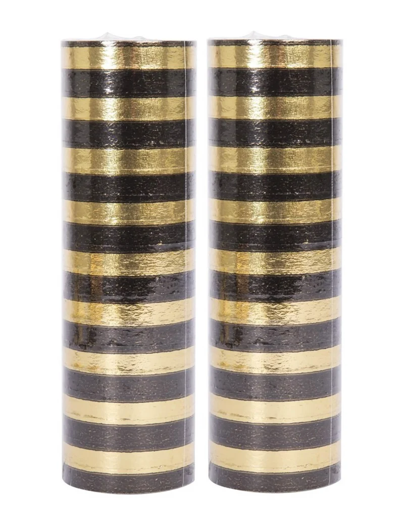 2 Rollen Luftschlangen schwarz und gold 4 m
