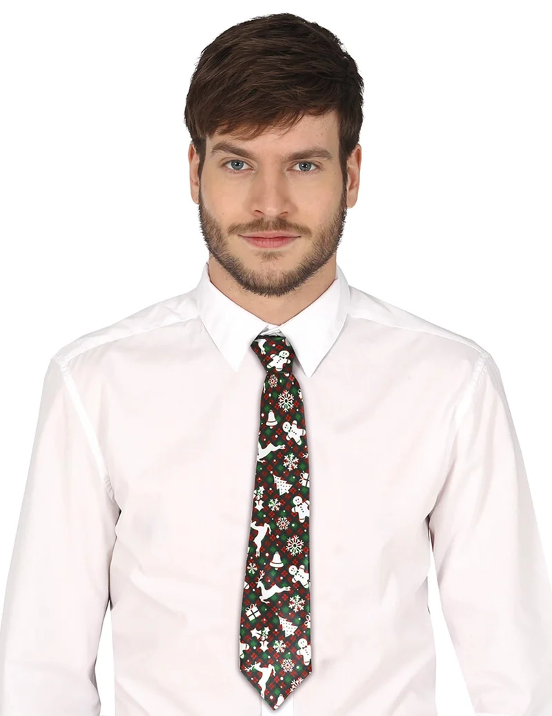 Tartan-Krawatte mit Weihnachtsmotiven für Erwachsene