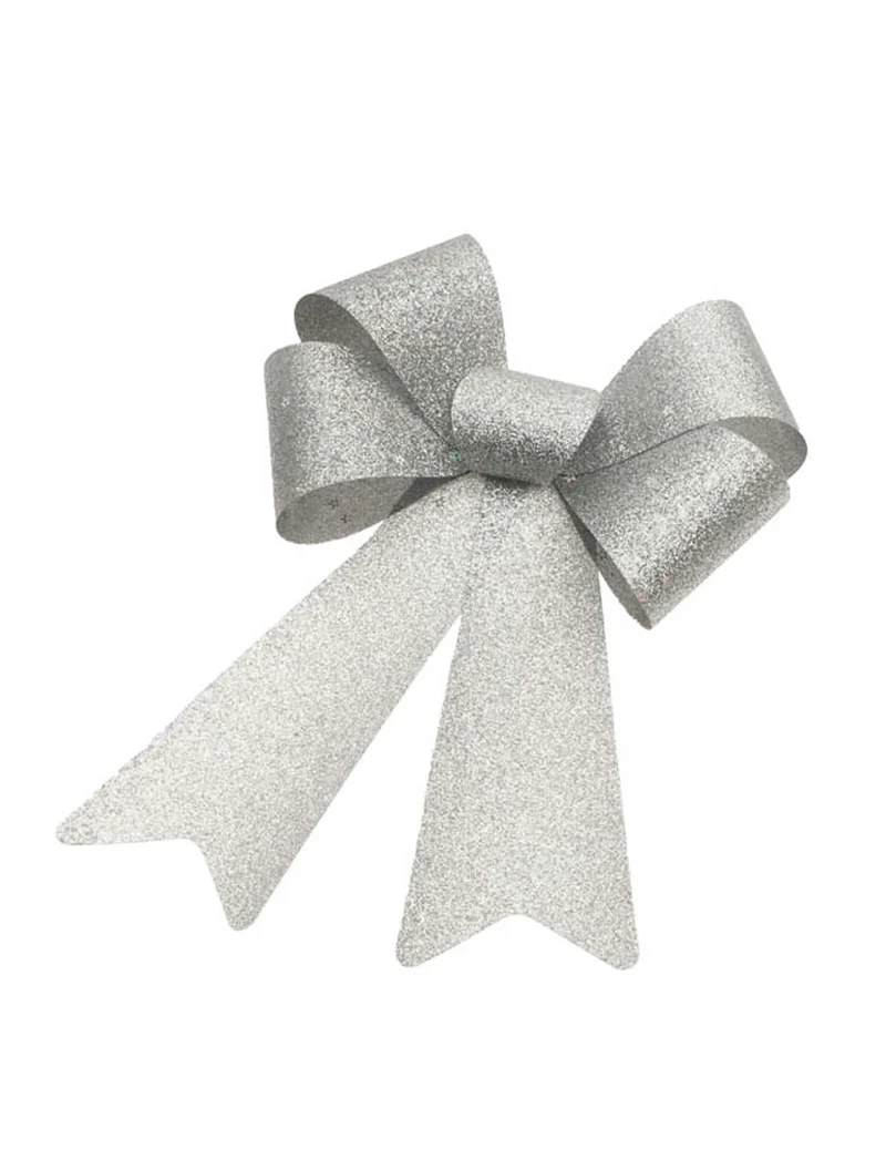Silberne Glitzerschleife 23 x 40 cm
