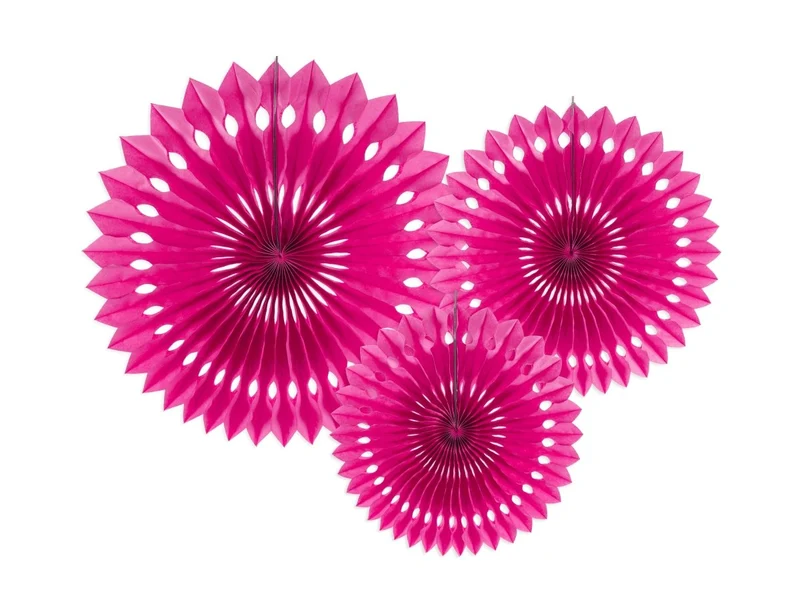 Fuchsia Papierfächer 20cm 3Stück
