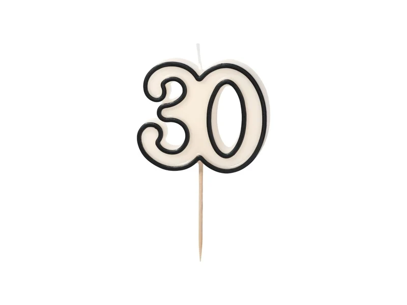 30 Jahre Kerze Schwarz Weiß 5,5cm