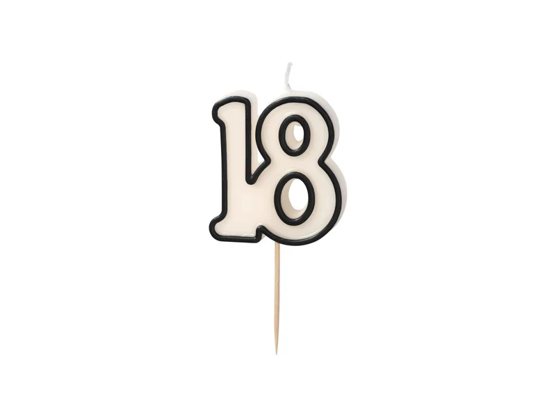 19 Jahre Kerze Schwarz Weiß 5,5cm