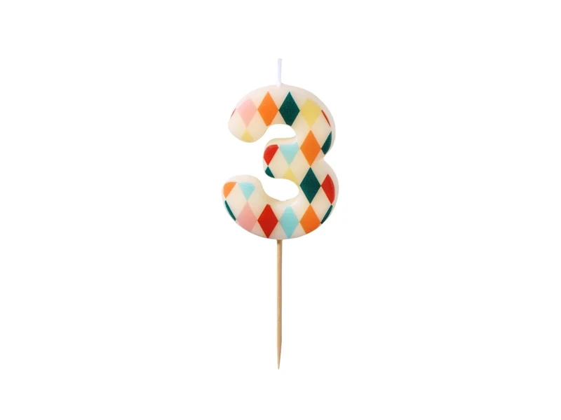 3 Jahre Kerze Farbig 5,5cm