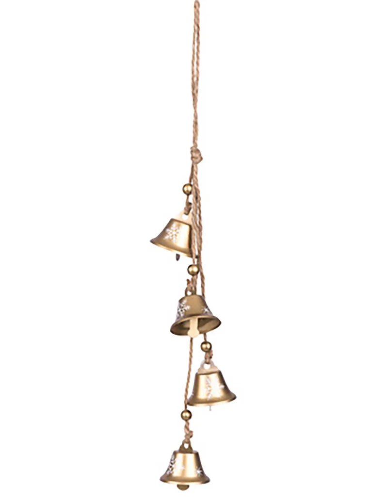 Goldglocken-Hänger 42 cm mit weißen Schneeflocken