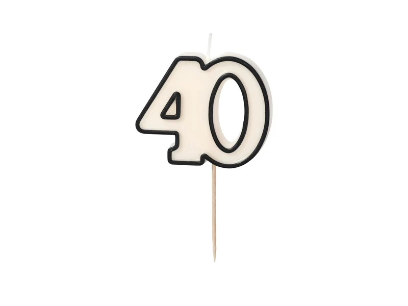 40 Jahre Kerze Schwarz Weiß 5,5cm
