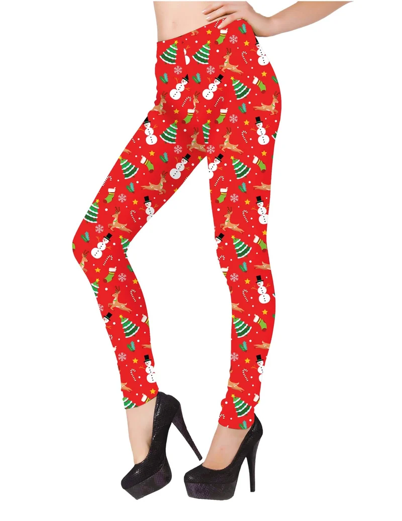 Rote Weihnachts-Leggings für Damen
