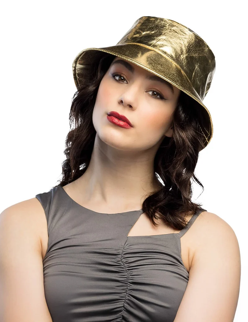 Goldener Metallic-Anglerhut für Erwachsene