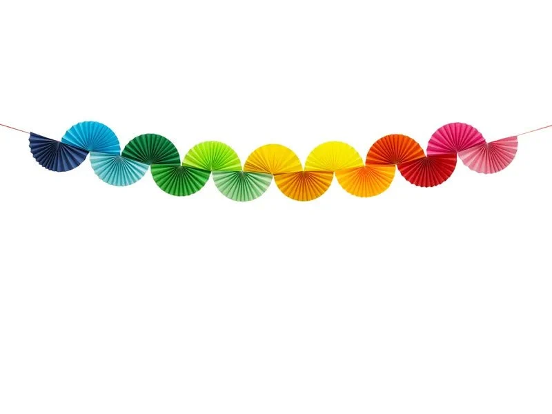 Regenbogen Girlande Papierfächer 2,5m