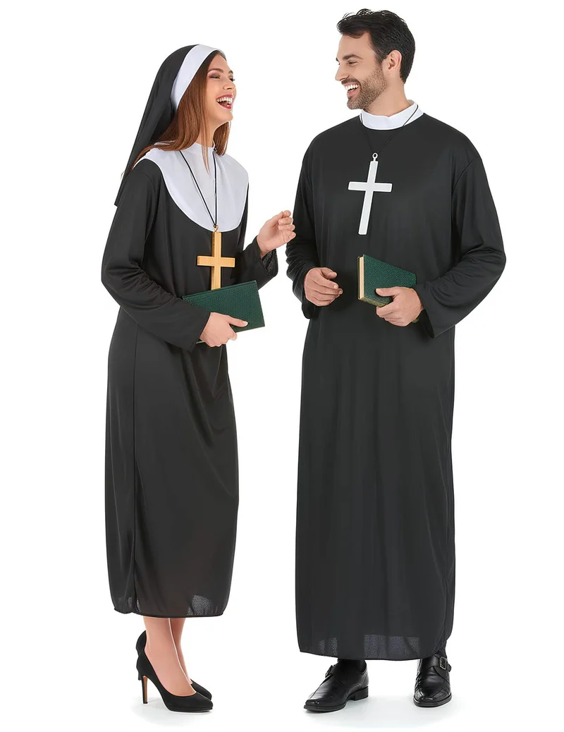 Nonnen und Priester-Paarkostüm für Erwachsene