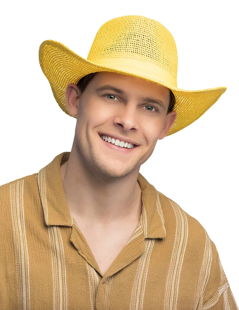 Geflochtener gelber Cowboyhut für Erwachsene
