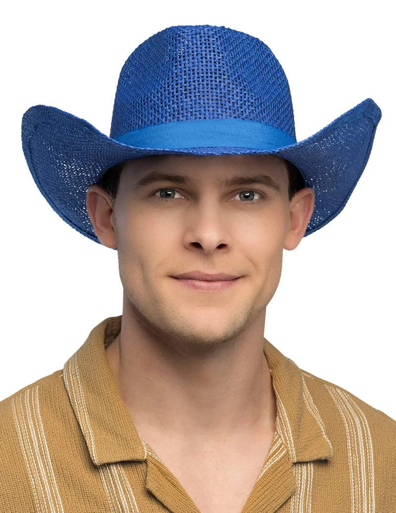 Blauer geflochtener Cowboyhut für Erwachsene