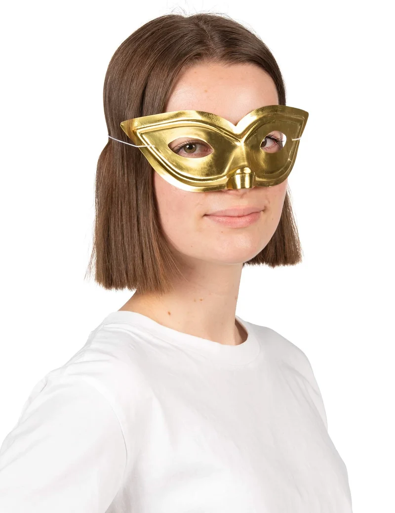 Glänzende Augenmaske gold für Erwachsene
