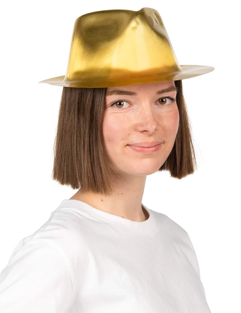 Glänzender Gangsterhut gold