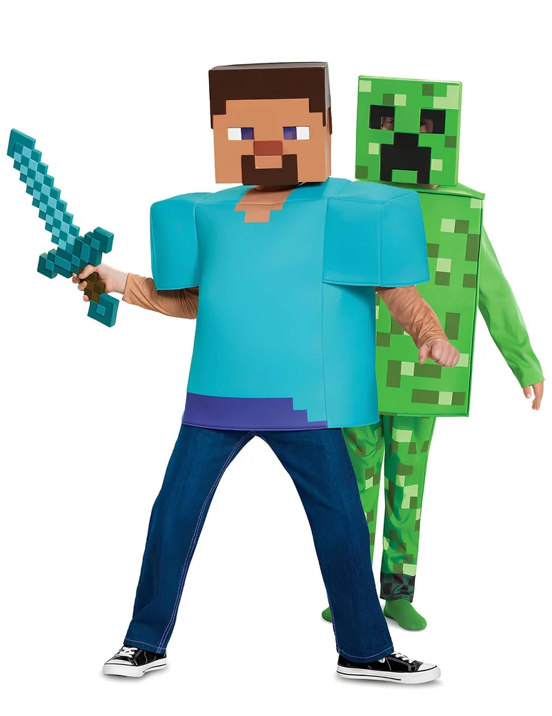 Minecraft™ Paarkostüm Kinder Steve und Creeper