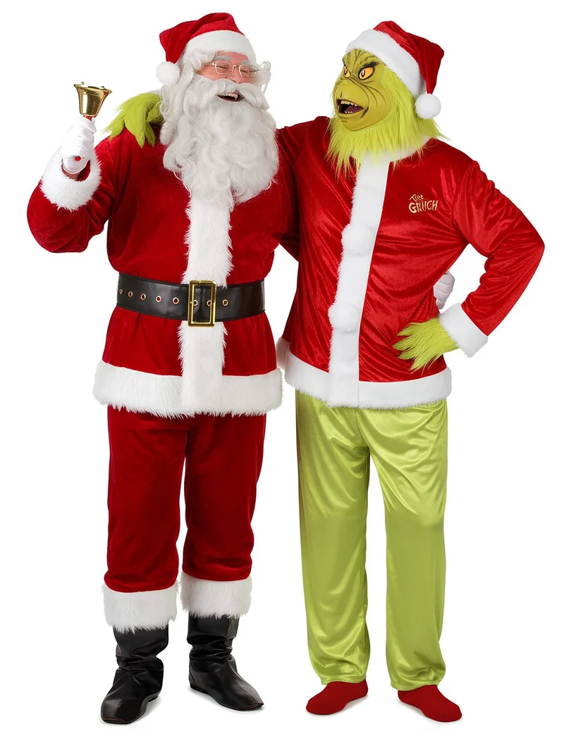 Grinch und Weihnachtsmann Partnerkostüm für Erwachsene
