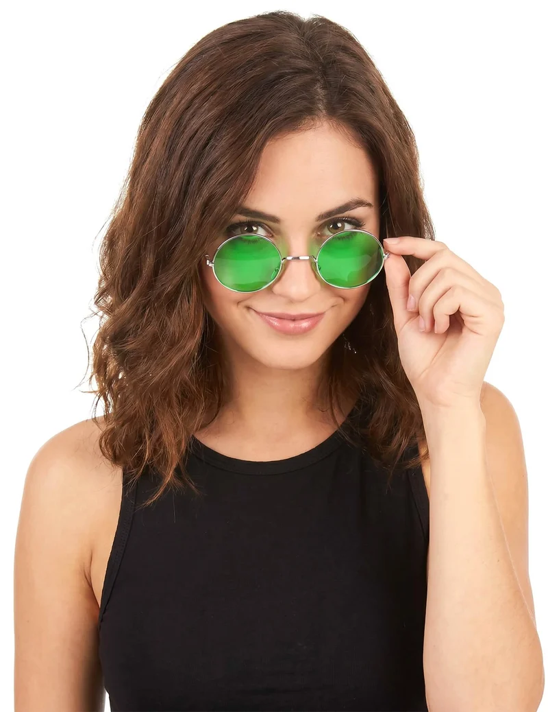 Runde grüne Hippie-Brille für Erwachsene