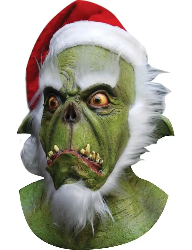Weihnachtsmann Maske grün für Erwachsene