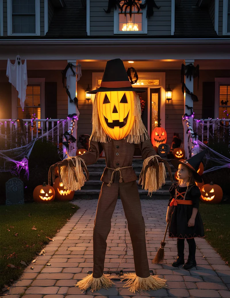 Animierte Kürbis-Deko XL 182cm Jack O'Lantern mit Bewegung und Sound