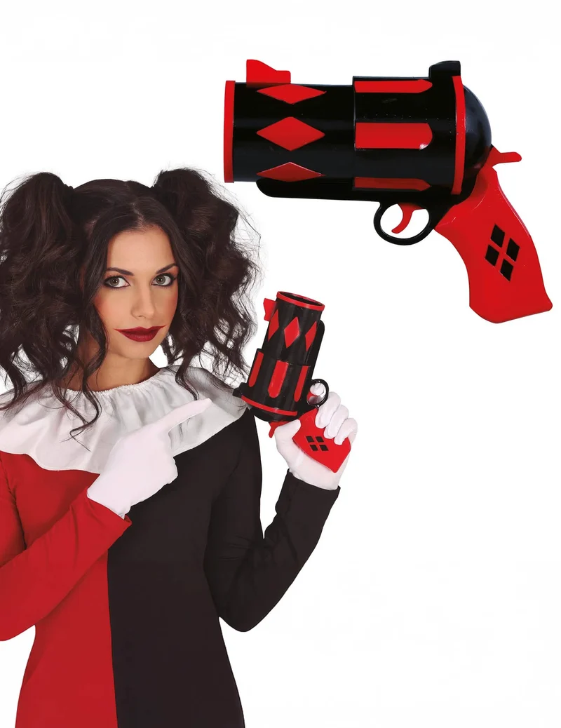Pistole 20 cm Harley Quinn™ Accessoire rot und schwarz