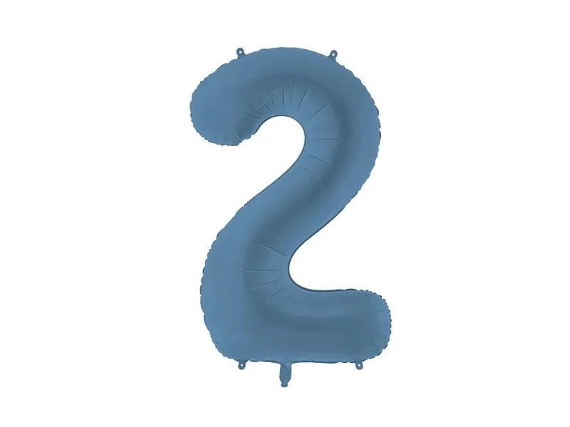 2 Jahre Figur Ballon Blau Matt Leer 86cm