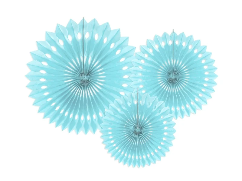Hellblaue Papierfächer 20cm 3Stück