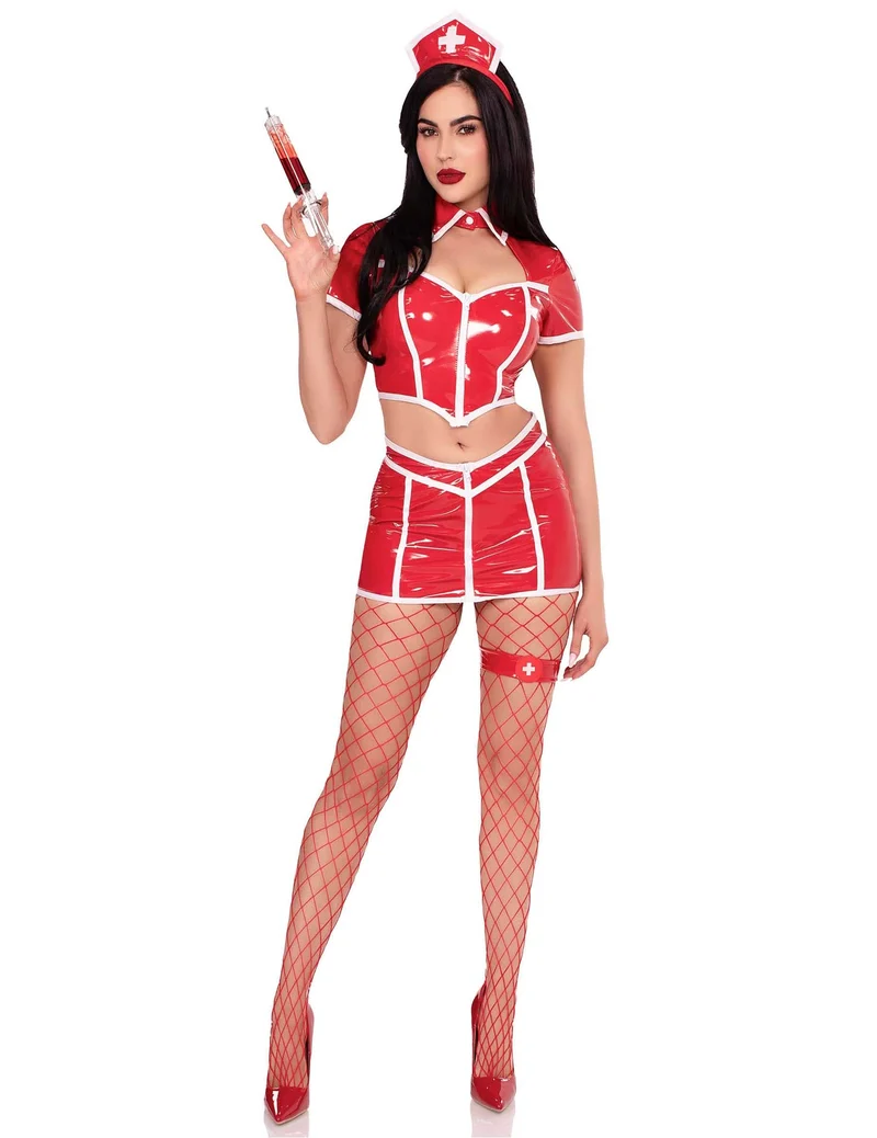 Sexy Krankenschwester Kostüm Rot Damen