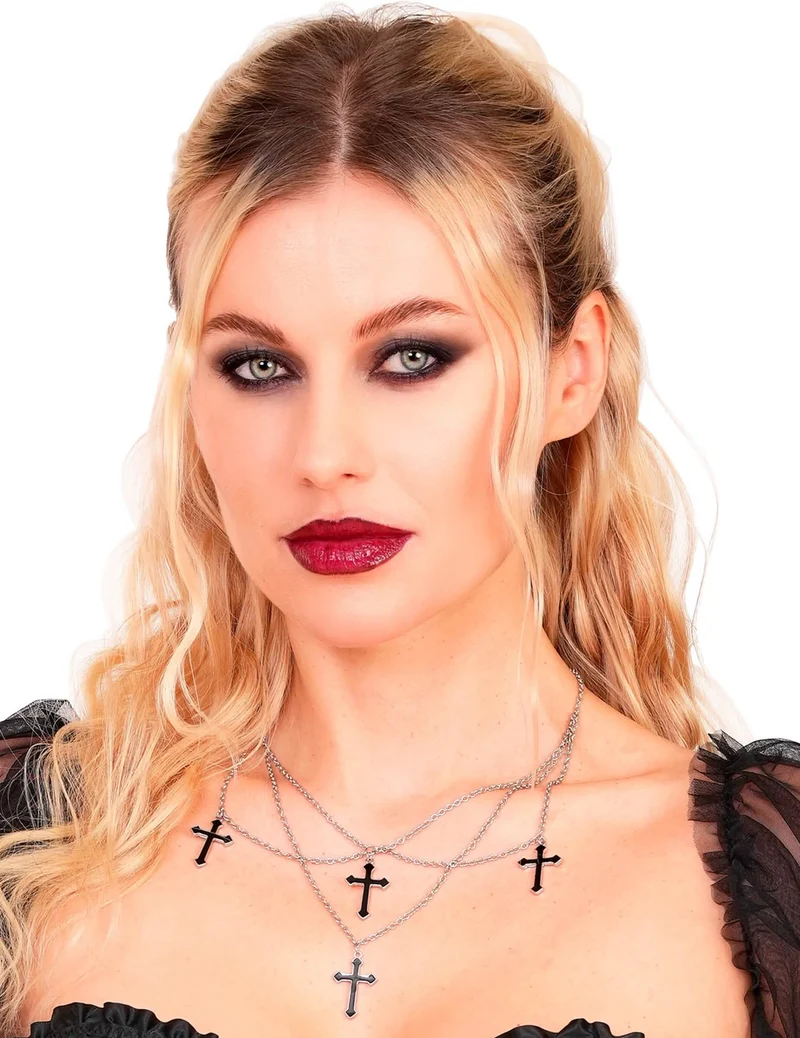 Gothic-Kreuz-Halskette für Erwachsene schwarz
