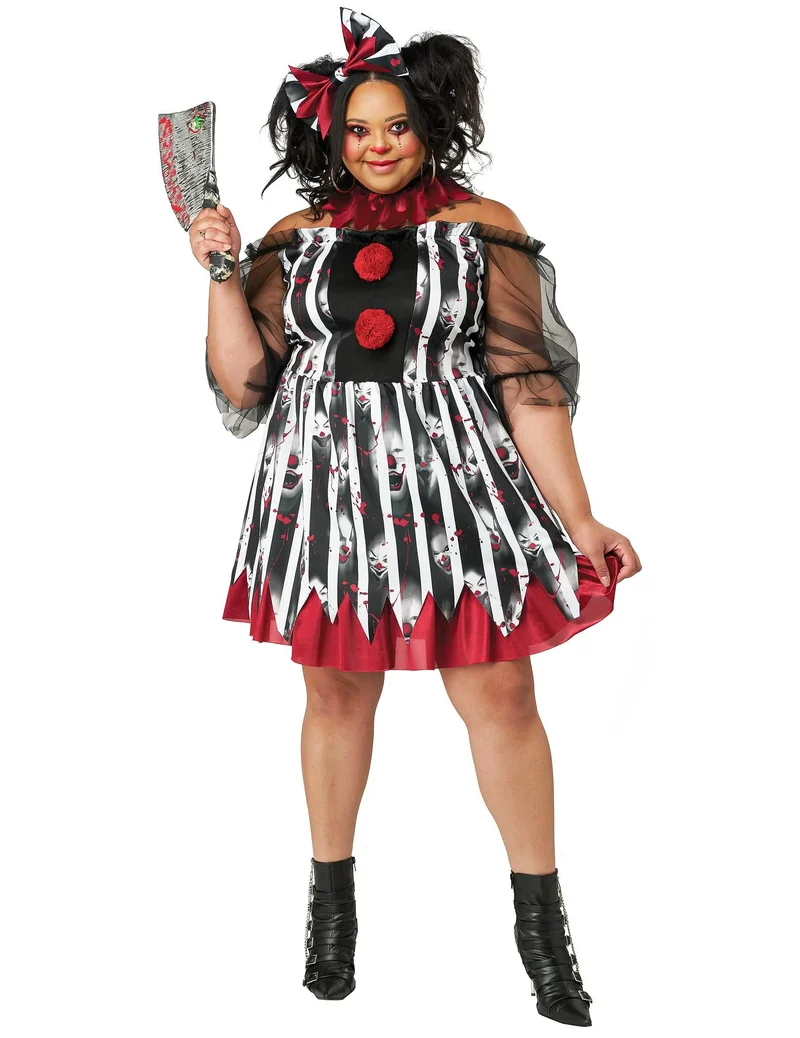Verrückter Clown Kostüm Plus Size Deluxe für Damen