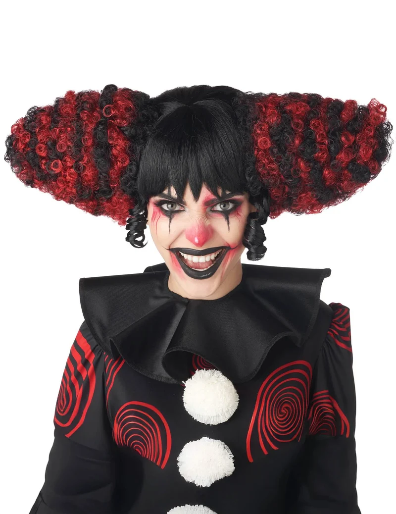 Deluxe Horrorclown-Perücke für Erwachsene rot-schwarz