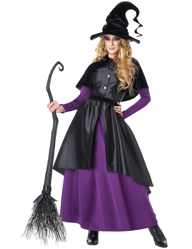 Schwarz-violettes Hexenkostüm für Damen Deluxe