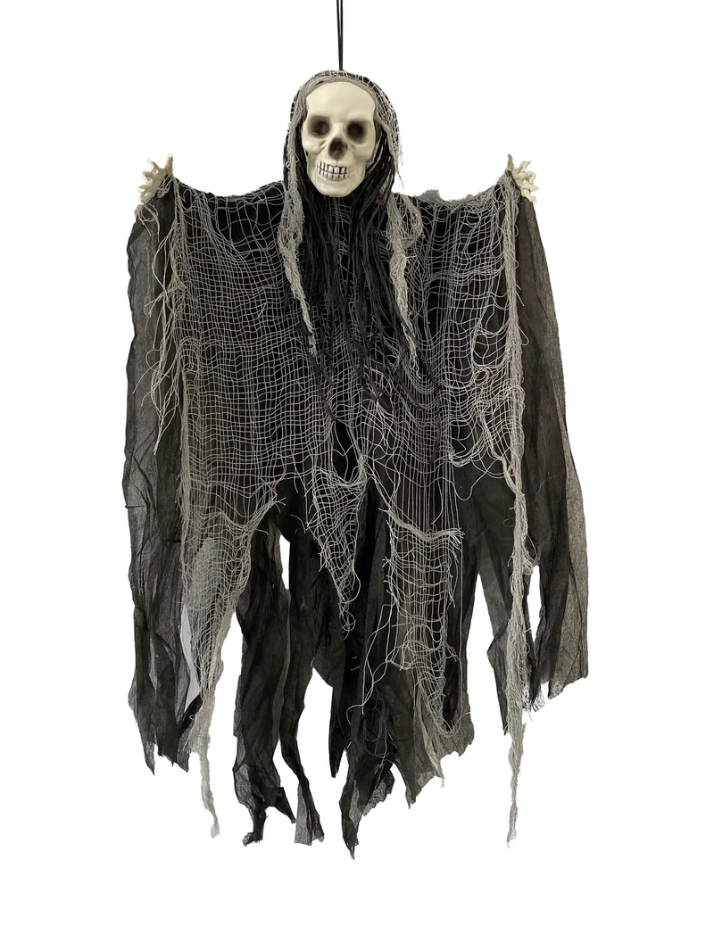 Furchterregender Sensenmann Deko schwarz 91 cm