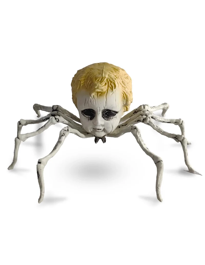 Gruselige Puppenspinne Deko weiß 20 cm