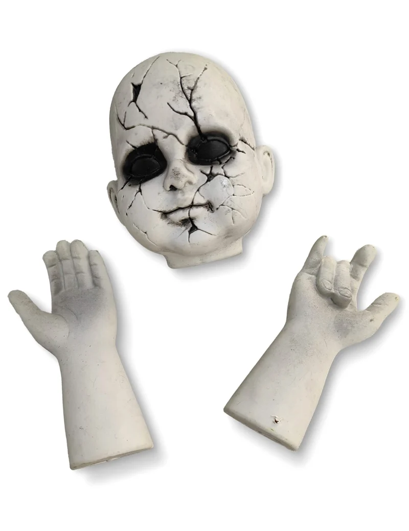 Puppenteile Kopf und Hände Deko weiß 14 cm