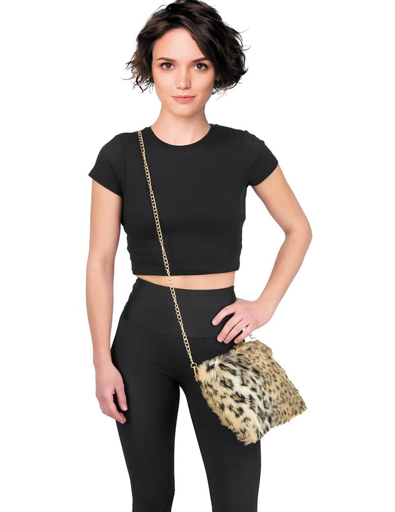 Schultertasche im Leopardenfell-Look