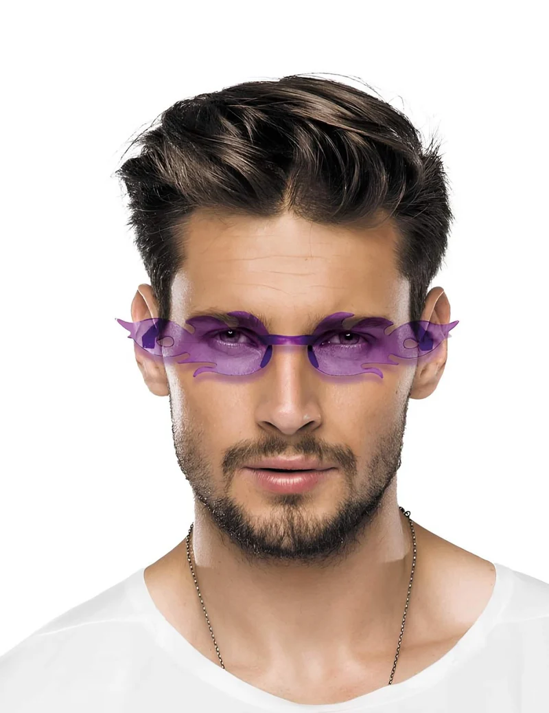 Lila Flammenbrille für Erwachsene